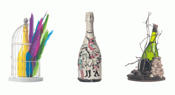 Exposición de botellas customizadas de Freixenet por su centenario