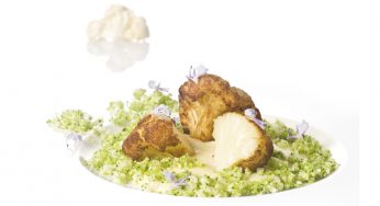 Coliflor al natural con mayonesa tibia y floral