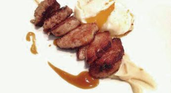 Molleja de ternera con huevo y cremoso de raíz de apio