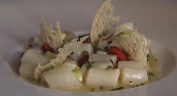 Callos de bacalao al pil-pil de aceitunas