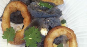 Bocadillo de calamares con pan de tinta
