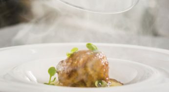 Albóndigas guisadas de rabo de toro con puré especiado de patata
