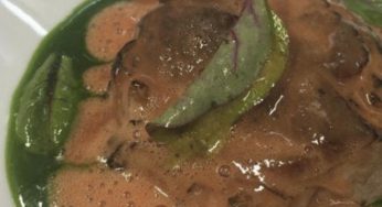 Tournedo de cordero con jugo verde de canónigos y zanahoria