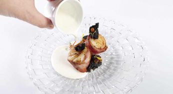 Duo de vieiras y ajo blanco de coco