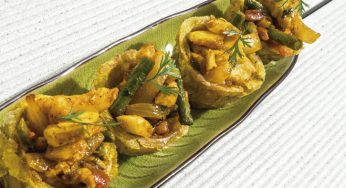 Picadillo de paiche con tostones