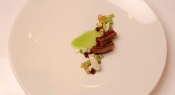 Ahumado de Presa Ibérica, fréjoles y garbanzo.