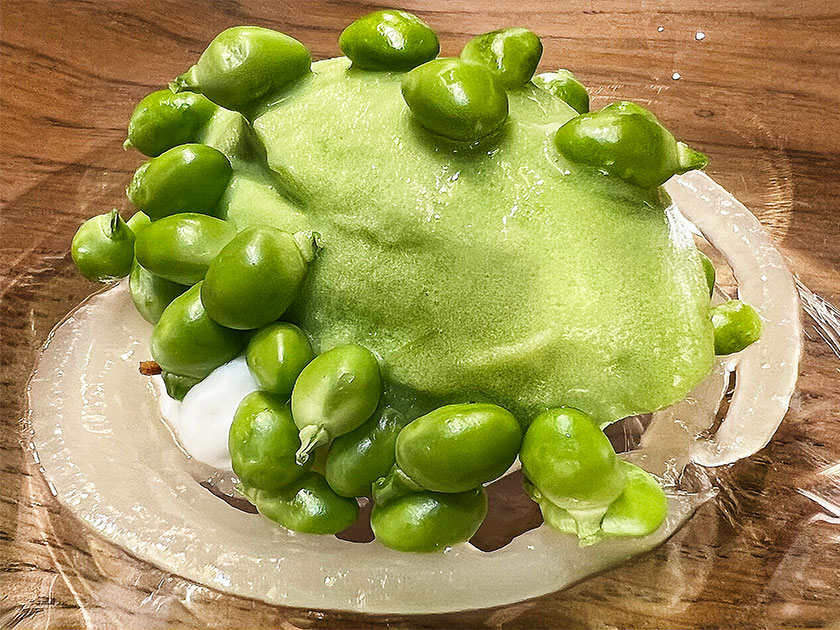 Restaurante Aürt (Barcelona)  postre con guisantes