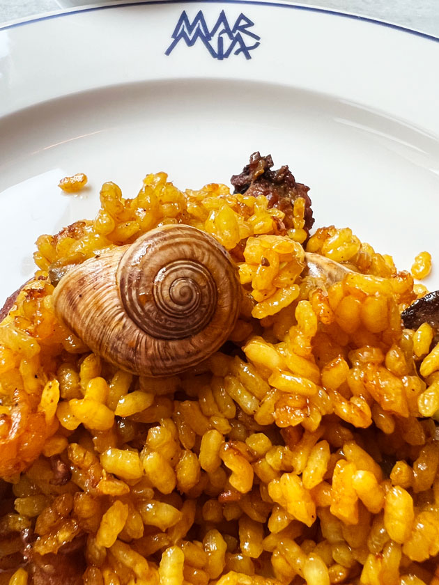 Restaurante Mar Mía (Madrid), arroz con conejo y caracoles