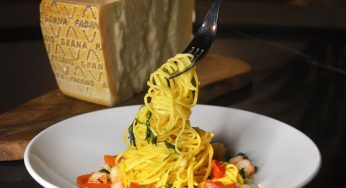 Linguini alla diavola con gambones y Grana Padano