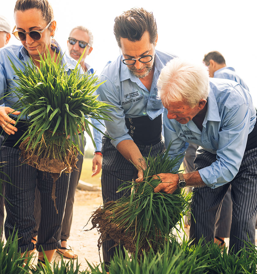 Begoña Rodrigo, Quique Dacosta y un agricultor de la Albufera