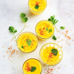 Gazpacho de zanahorias con leche de coco