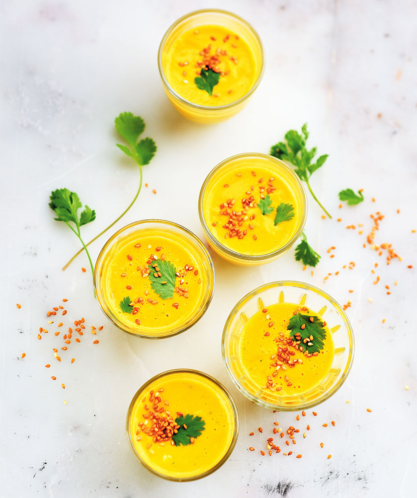 Gazpacho de zanahorias con leche de coco