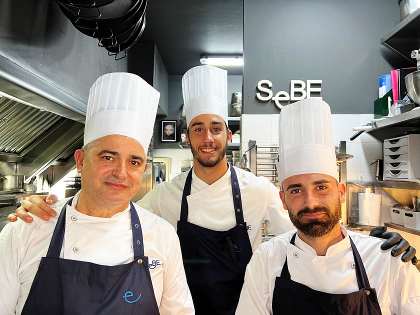 Santi Benítez, Adrián Brusel y Noel Salinas, equipo de cocina de SeBE Lanzarote