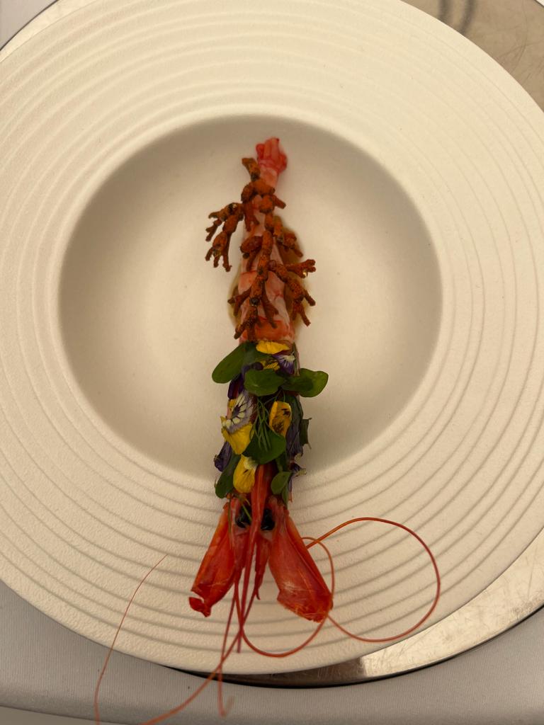 Gamba roja de Dénia a la brasa con grasa de vaca madurada