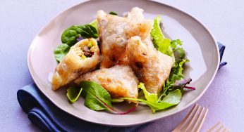 Samosas de pollo a la manzana con pasas y curry